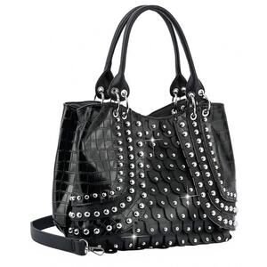 NEW HANDBAG EXPRESS women's super studded fashion handbag in black